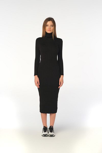 GUUZİA Black Ribbed Bodycon Knitted Camisole Dress