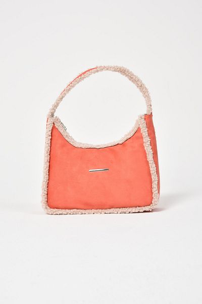 Çantacımstore Women's Strap Double Sided Wool Baguette Bag Orange