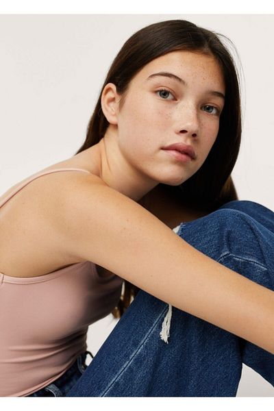 Mango Teen Tricou Bej Pentru Copii