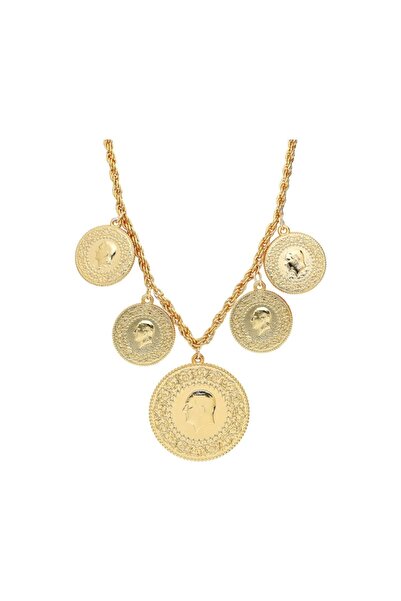 Vipfoni 5 Li Altın Kaplama Çeyrek Ata Kolye