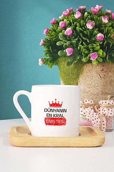 Hedizu Gift for Mother-in-law World's King's Most Mother-in-law Turkish Coffee Cup with Wooden Base
