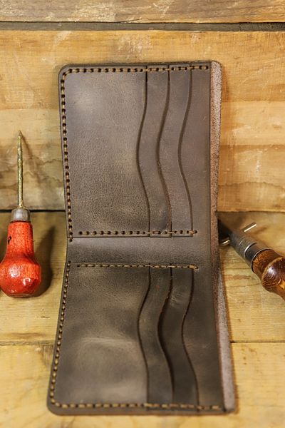 New Coast Leather 1900's Ανδρικό πορτοφόλι από γνήσιο καπνιστό δέρμα χειροποίητο δέρμα
