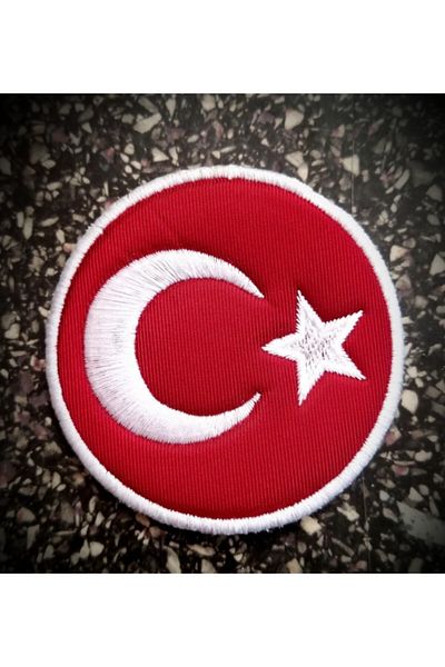 çelikler Τουρκική σημαία στρογγυλό κέντημα