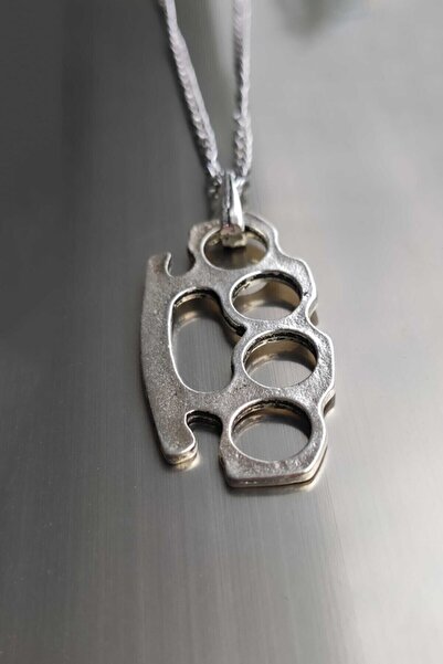 The Collection Gümüş Kaplama Muşta Erkek Kolye