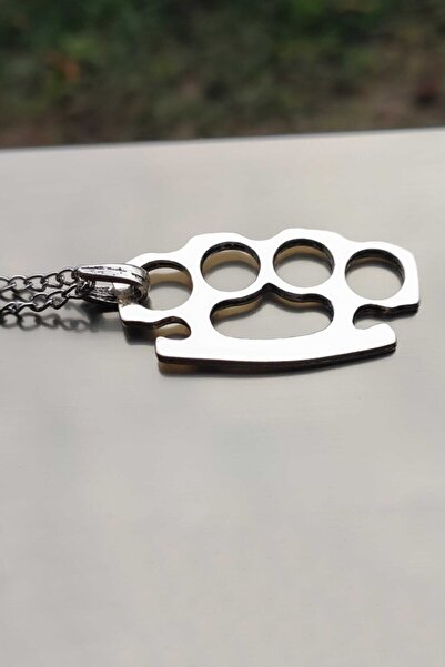 The Collection Gümüş Kaplama Muşta Erkek Kolye