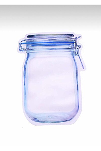 Senin Dükkanın 10 Large Size Jar Appearance Ziplock Storage Bag 600 Ml Blue