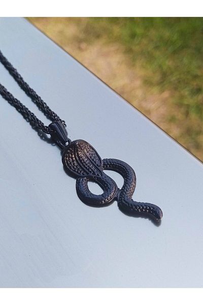 The Collection Cobra Snake Model Black Men's Necklace