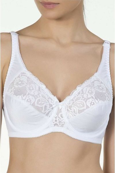 Kom Women's White Lace Underwire Compressor Bra