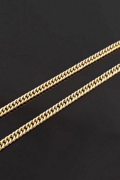 The Collection Cuban Stainless Gold Style Steel Chain Necklace