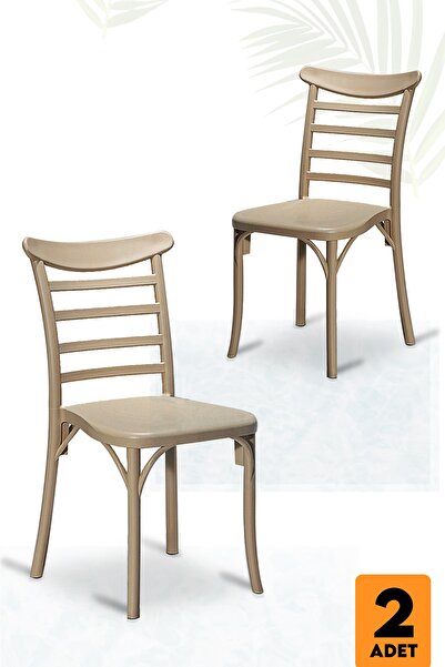 SANDALİE Home Efes 2 Adet Mutfak Balkon Bahçe Sandalye - Cappucino