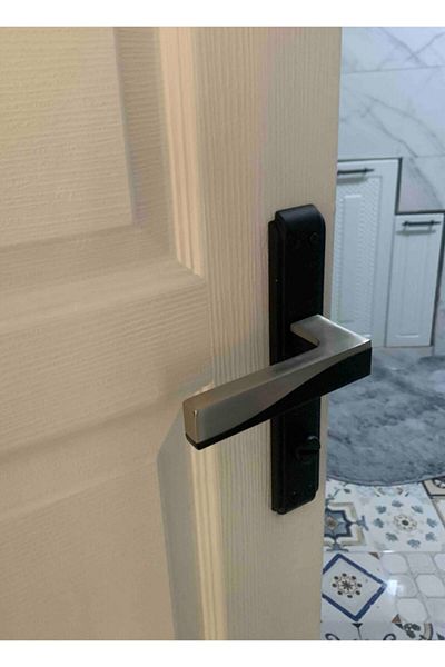 ARON Sofuoğlu Stainless Luxury Derya Door Handle (Bathroom-WC) Anka Mirrored Matte Black - Matte Satin Right