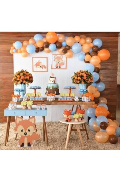 Kalisan Turuncu Mavi Kahverengi Balon Set 30 Adet