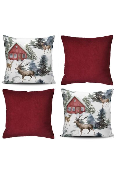 Alacastore New Year's New Year Concept Decorative 4-Piece Pillow and Pillow Cover Set