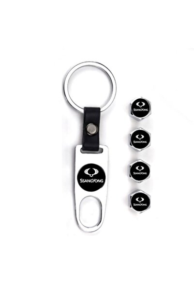 GARDENAUTO Ssangyong Kyron - Stainless Steel Valve Cap and Keychain Set, Chrome Color