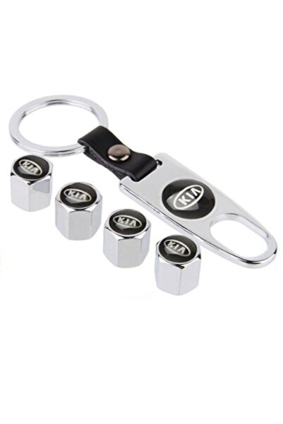 GARDENAUTO For Kia Sportage 2010-2015 Chrome Color Stainless Steel Valve Cap and Keychain Set