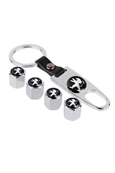 GARDENAUTO Peugeot 405 Stainless Steel Valve Cover and Keychain Set Chrome Color