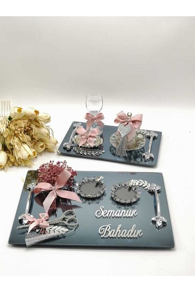 ZEKAAVM 2-Piece Promise Tray Groom's Coffee Engagement Tray