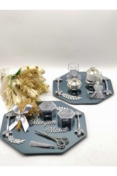 ZEKAAVM 2-Piece Promise Tray Groom's Coffee Engagement Tray