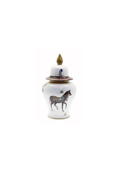 OTANTİK ÇİNİ Minyatür Atlıları Dizayn Kahve Şah Vazo En:23 Boy:40 Cm Dir.