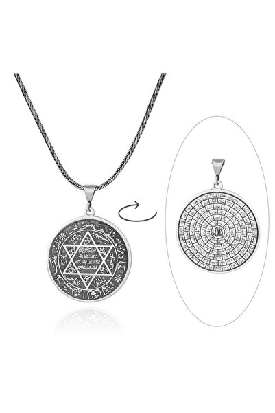 Tesbihsepetim Esmaül Hüsna Ve Süleyman Mührü Işlemeli 925 Ayar Gümüş Kolye