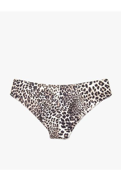 Koton Braune Damen-Bikinihose mit Leopardenmuster