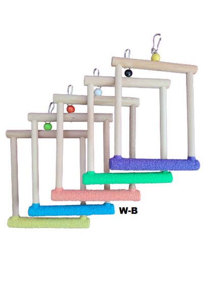 Wooden Bird Budgie Sand Swing (blue Color)