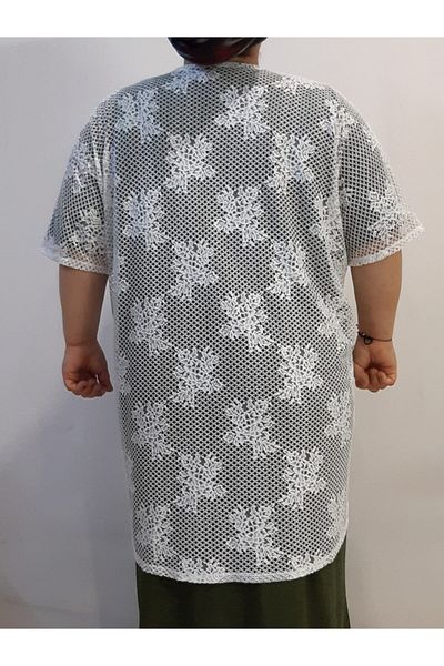 Mertcan Butik Λευκό δαντελένιο γιλέκο