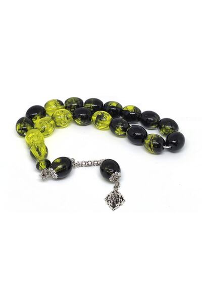 YALÇIN TESBİH 15X14 mm Efe Size 17 Acrylic Prayer Beads Yellow Black Color
