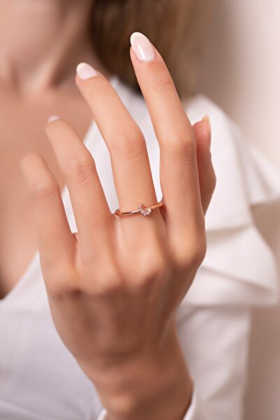 Eva Jewelry Ay Model Ayarlanabilir 14 K Rose Gold Kaplama Kadın Eklem Yüzük