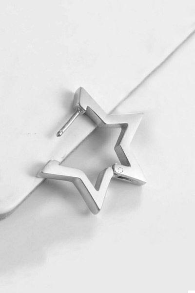The Collection Women's Men's Silver Star Model Surgical Earrings Steel