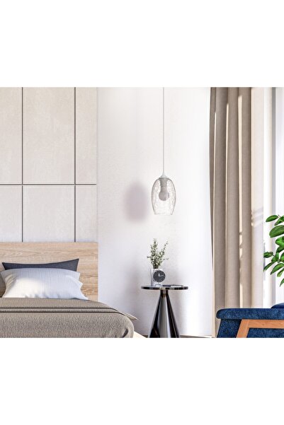 Vogue Eva Aydınlatma Modern Tekli Cam Sarkıt Çatlatma Desen Şeffaf Tekli Aviz...