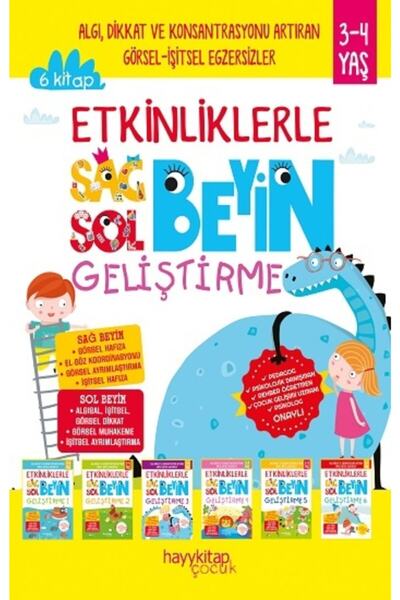 hayykitap Etkinliklerle Sağ Beyin Sol Beyin Geliştirme 3-4 Yaş 6 Lı Set