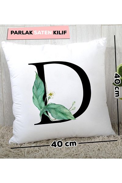 Hedizu Pernă cu litera D cu model floral