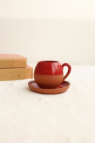 Toprak Ürünler Berceste Two-Person Cup and Coffee Pot Set (red)