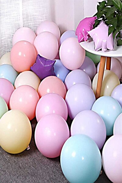 Parti dolabı Star Makaron Balon 20 Adet Karışık Renk Soft Pastel Balon