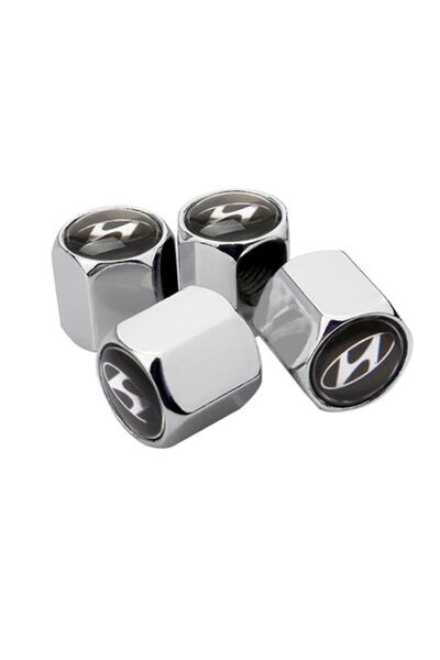 GARDENAUTO هيونداي أكسنت غطاء صمام معدني بلون الكروم الأزرق 4 قطع