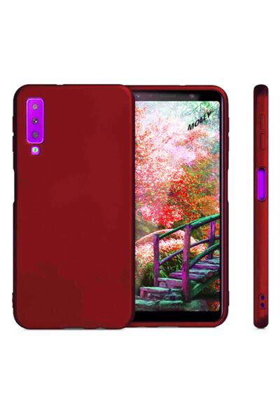 Molly Galaxy A7 2018 Uyumlu Bordo Mat Silikon Kılıf