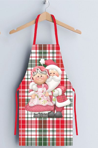 AYSHOME Santa Gingham Kitchen Apron