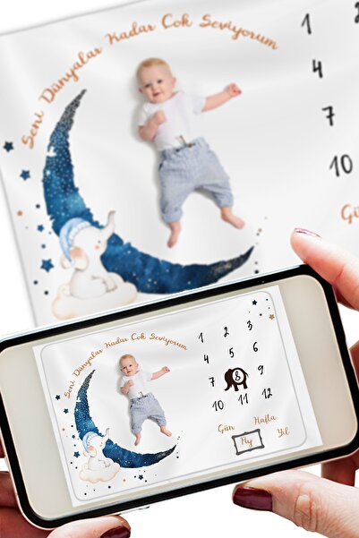 Moky Design Erkek Bebek Hastane Çıkışı Yenidoğan Anı Battaniyesi Polar 150x100cm, Yeni Doğan Bebek Anı Kartları