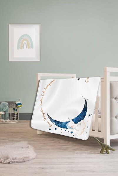 Moky Design Erkek Bebek Hastane Çıkışı Yenidoğan Anı Battaniyesi Polar 150x100cm, Yeni Doğan Bebek Anı Kartları