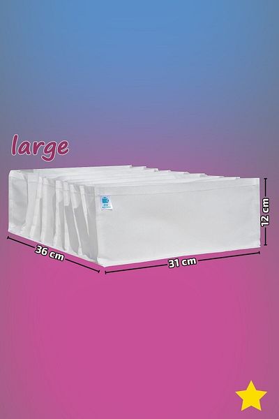 HOMELİFE EV TEKSTİL Production White - Large Size / 8 Compartment Drawer Organizer - Pocket Organizer