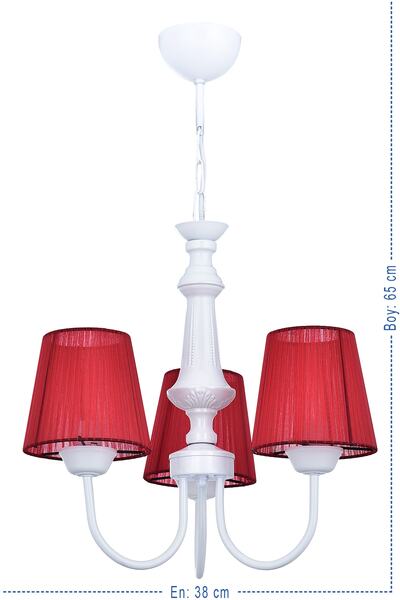 Genel Markalar 3'lü çocuk odası avize, beyaz ve kırmızı şapkalı, şık ve aydın...