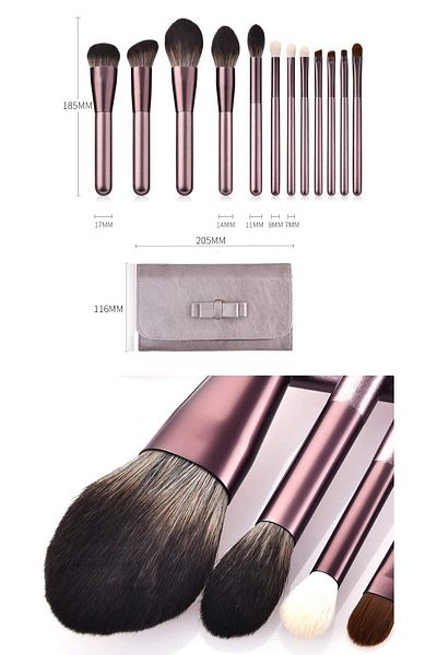 HANNAH Set de perii speciale cu peri Rose Gold 12 piese și geantă minunată