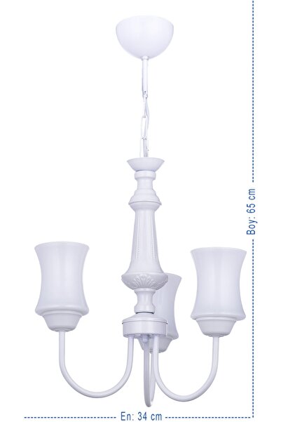 polataydinlatma Rana 3 Lü Zarif Camlı Avize (beyaz)