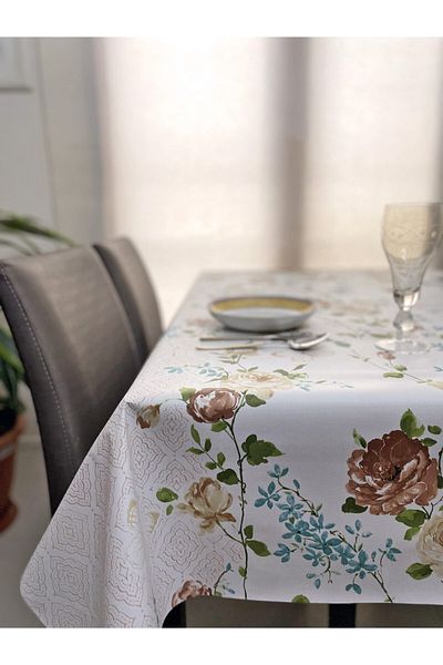 mavi ıhlamur Lined Stain Resistant Wipeable Care Free Hygienic Washable PVC Oilcloth Tablecloth