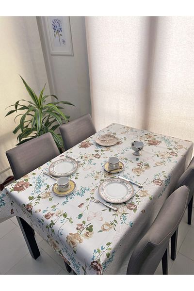 mavi ıhlamur Lined Stain Resistant Wipeable Care Free Hygienic Washable PVC Oilcloth Tablecloth