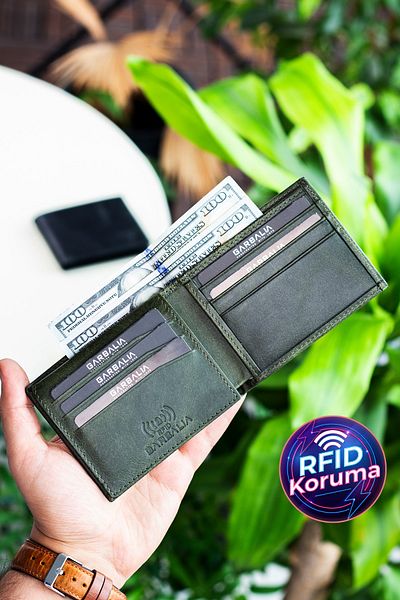 Garbalia Ασφαλές πορτοφόλι Kevin Genuine Leather Crazy Green RFID Blocker