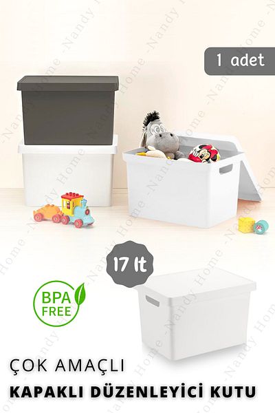 Nandy Home Λευκό Classic STD 17 Lt. Κουτί με καπάκι