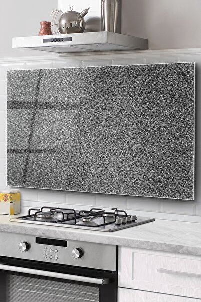 PRATİK DEKOR 76x50 Cm Blat de protecție din sticlă cu model de perete gri - A...
