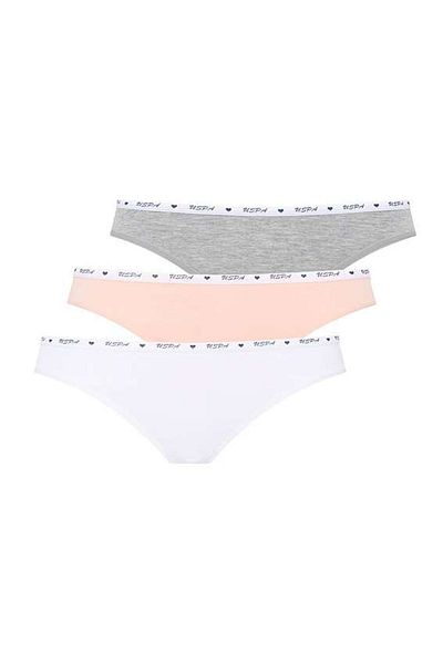 U.S. Polo Assn. U.S. Polo Assn. Women's Slip Panties 3-Piece Set - White, Salmon and Gray Melange L.2.0.1.L.0.17